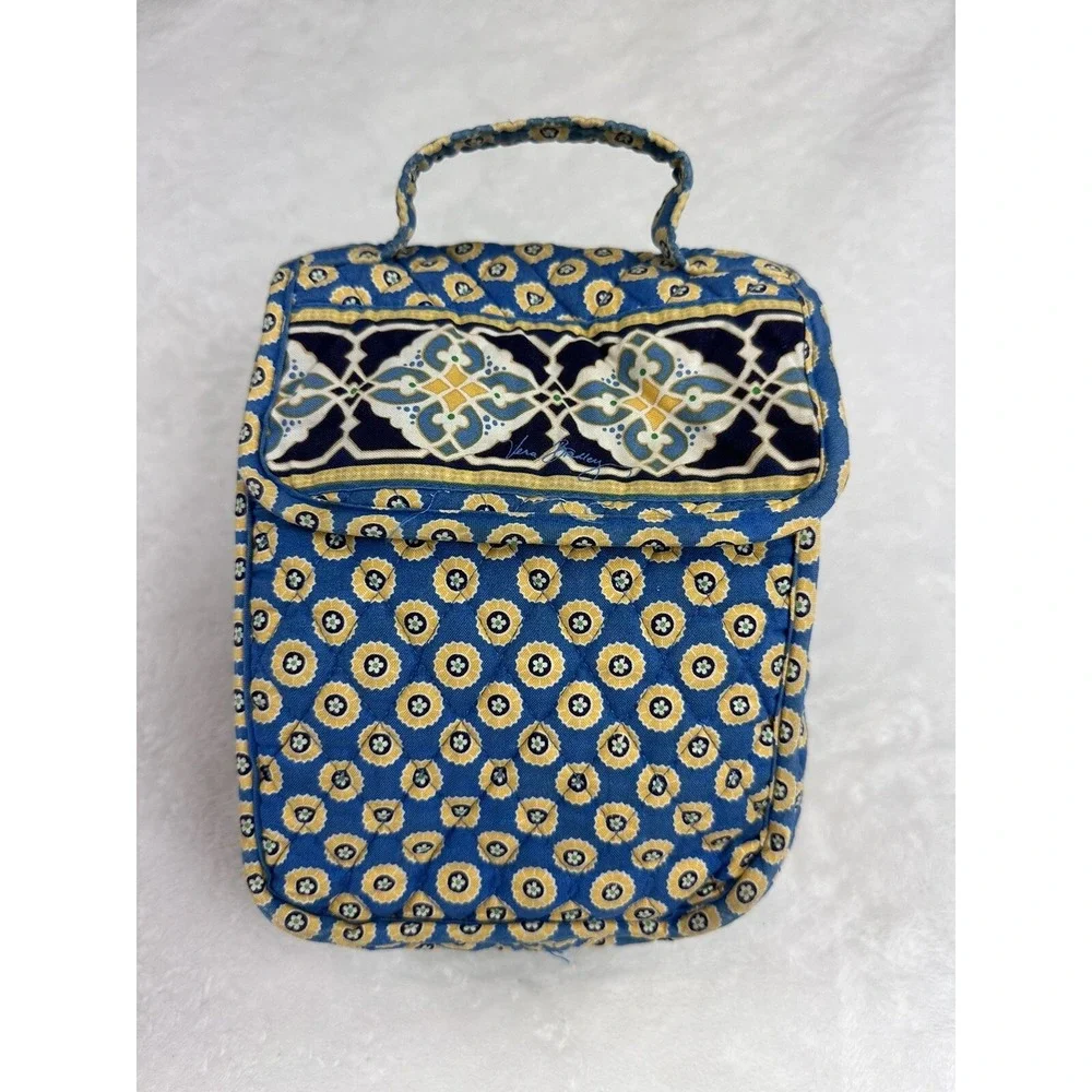 Vera Bradley Out to Lunch Bag Hook Loop Closure Plastic Lined Riviera Blue